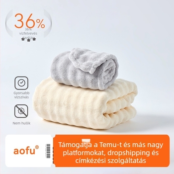 Fürdőlepedő és hajszárító sapka készlet, korall fleece, buborékos velúr, 150D, 85% poliészter + 15% nylon