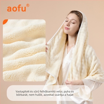 Fürdőlepedő és hajszárító sapka készlet, korall fleece, buborékos velúr, 150D, 85% poliészter + 15% nylon