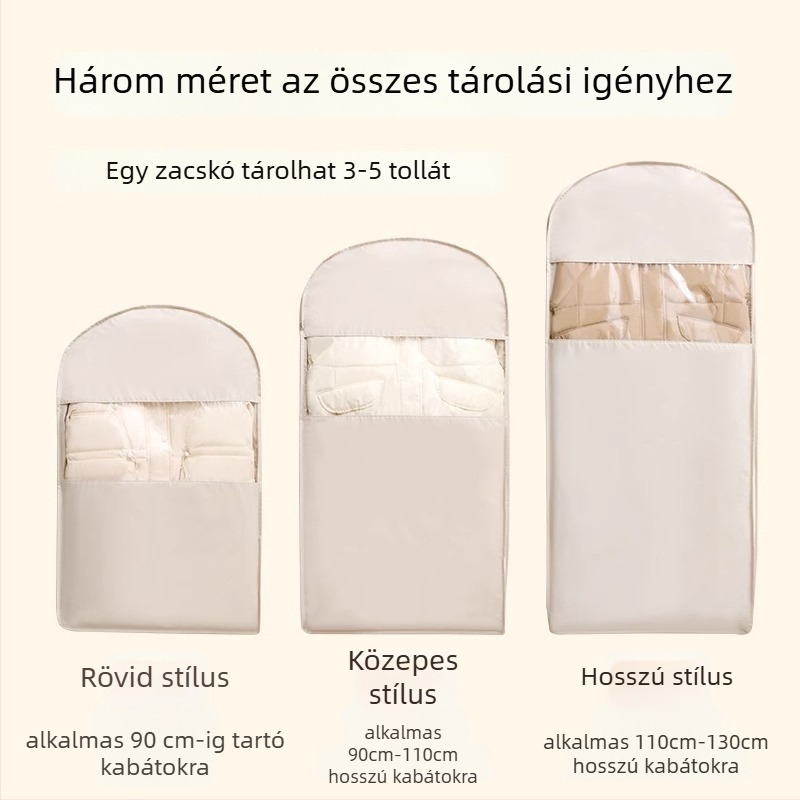 Twill anyagból készült akasztós ruhaszsák porvédő tok – átlátszó tárolózsák a ruhásszekrénybe (vastagított) otthoni használatra
