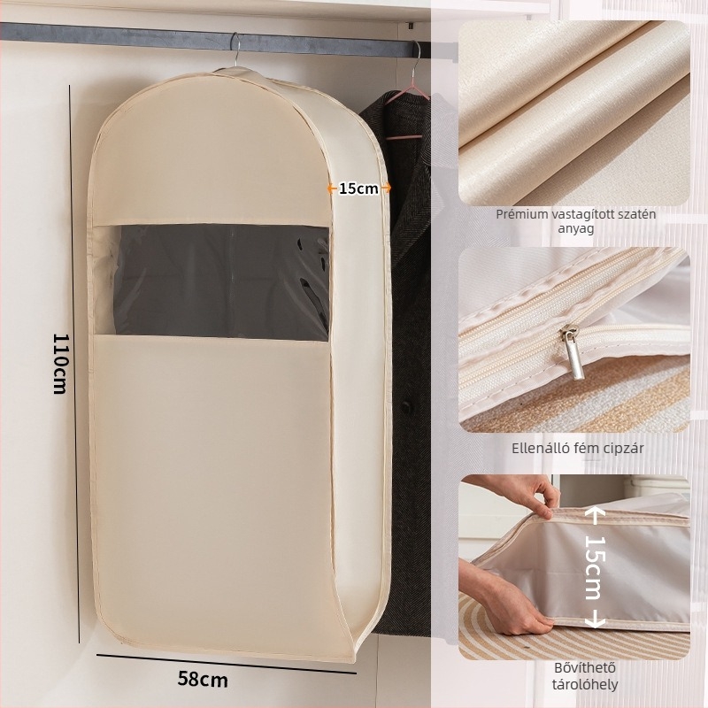 Ruhák porvédő huzat gardróbhoz - szatén és műanyag, japán stílus, por- és nedvességvédelmi, Shangxun