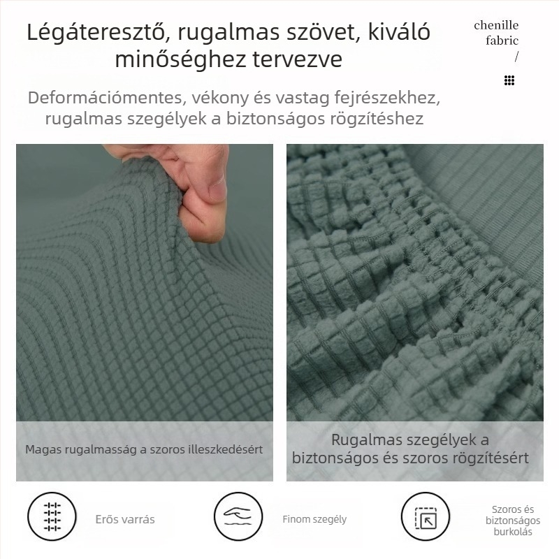 Ágyfejvég huzat, puhán párnázott, rugalmas, univerzális illeszkedés, poliészter, porvédő