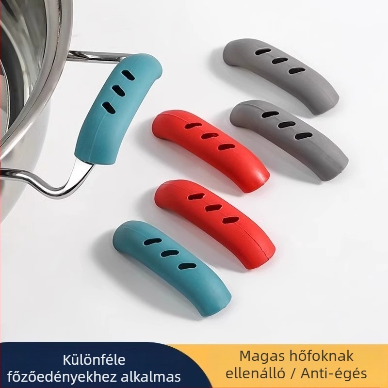 Szilikon edényfogó a fogóhoz, égési sérülés elleni és hőszigetelő, univerzális illeszkedés fazekakhoz és wokokhoz