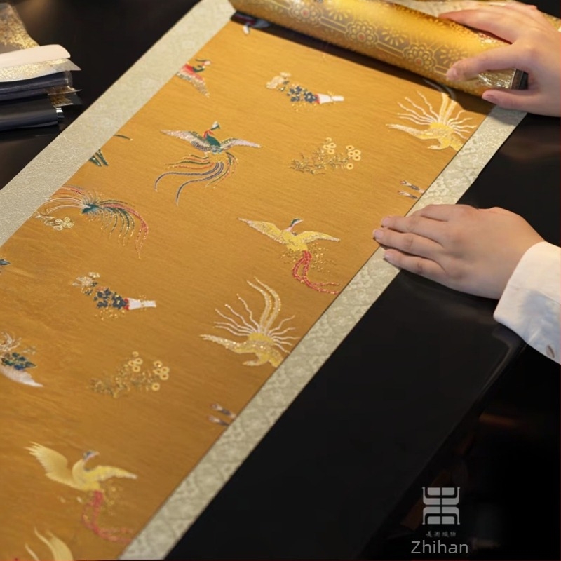 Zhihe Fengming Chang’an teás alátét készlet, retro kínai stílus, kétoldalas, abszorbeáló Zen asztal futó