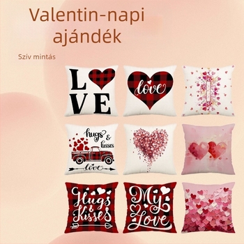 Valentin-napi témájú nappali párnahuzat; logónyomás lehetséges