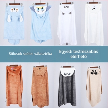 Gyerekek kapucnis fürdőköntöse, 100% pamutból, 170–200 g, 120D fonal, kampós szegélyes befejezés, testreszabható
