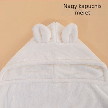 Korall fleece-ből készült babafürdető törölköző kapucnival, nedvszívó és gyorsan száradó, 500–800 g, egész éves használatra, rajzolt stílus