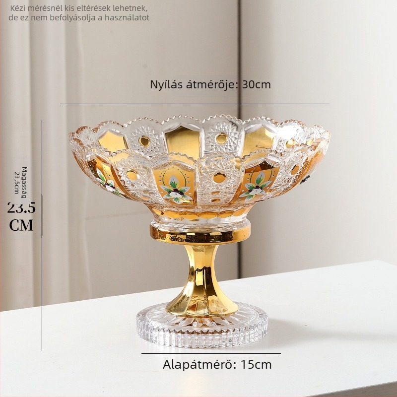 Üvegből készült gyümölcstál – könnyű luxus és retro stílus, márka Crystal carving color, prémium minőség.