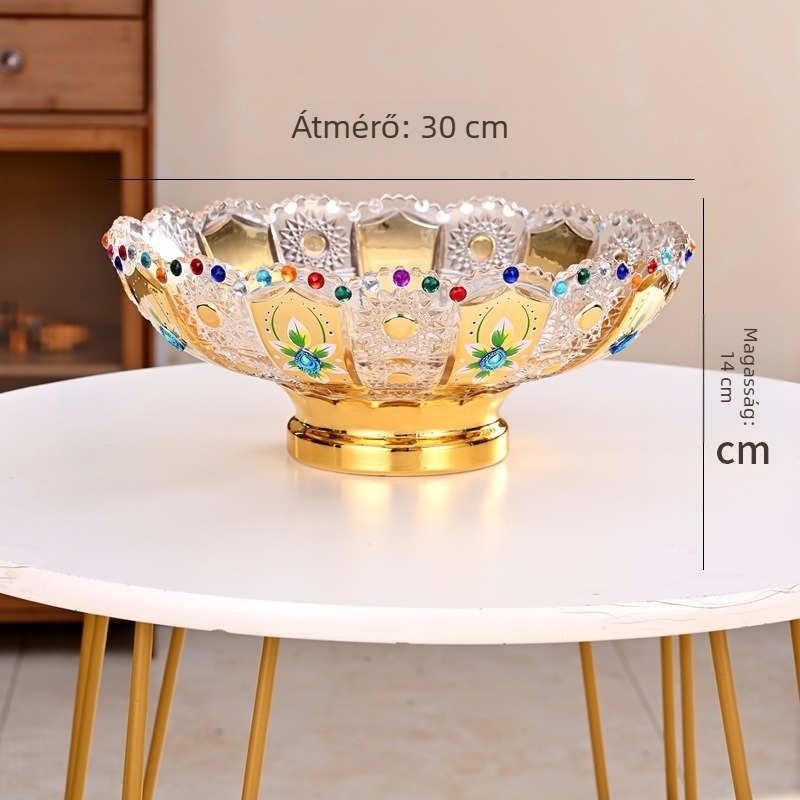 Üvegből készült gyümölcstál – könnyű luxus és retro stílus, márka Crystal carving color, prémium minőség.