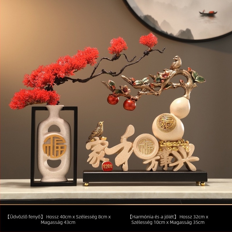 Üdvözlő fenyő figurája – gyantából, kézzel festett, új kínai stílus, nappali/előszoba dekoráció, üzleti ajándék