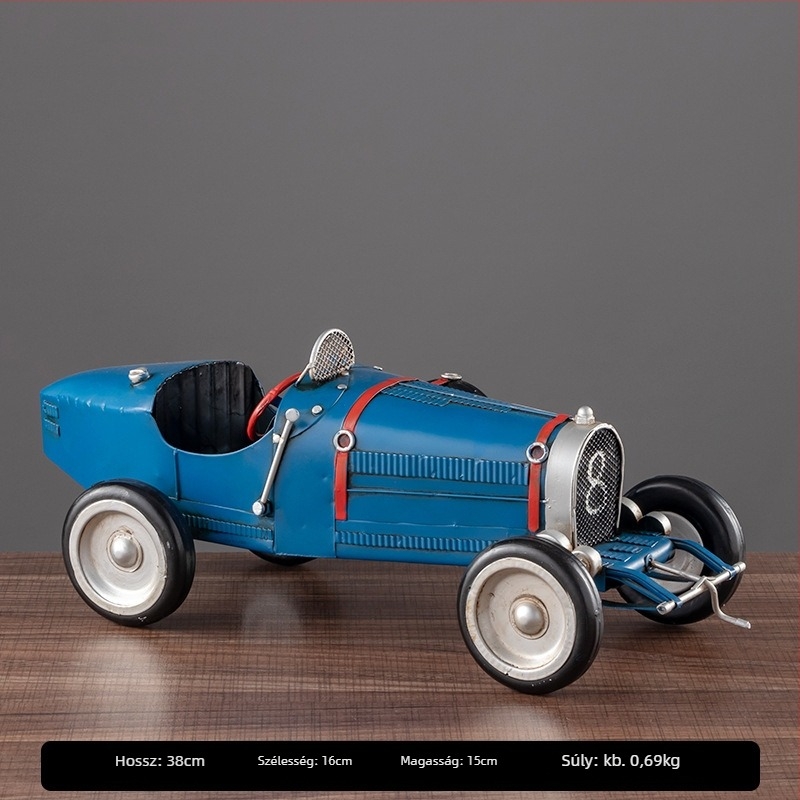 Vasból készült vintage autó modell dísz – retro nosztalgikus lakásdekoráció (fél kézi kivitelezés, születésnapi ajándék osztálytársnak)