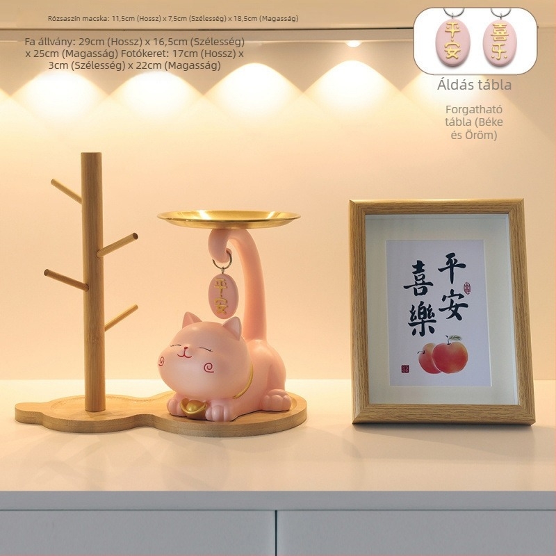 Lucky Cat bejárati kulcstartó tál - gyanta, egyszerű, modern stílus, testreszabható dekoráció