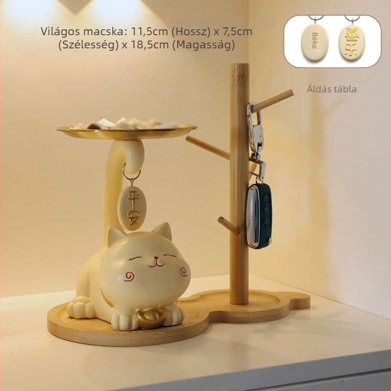Lucky Cat bejárati kulcstartó tál - gyanta, egyszerű, modern stílus, testreszabható dekoráció