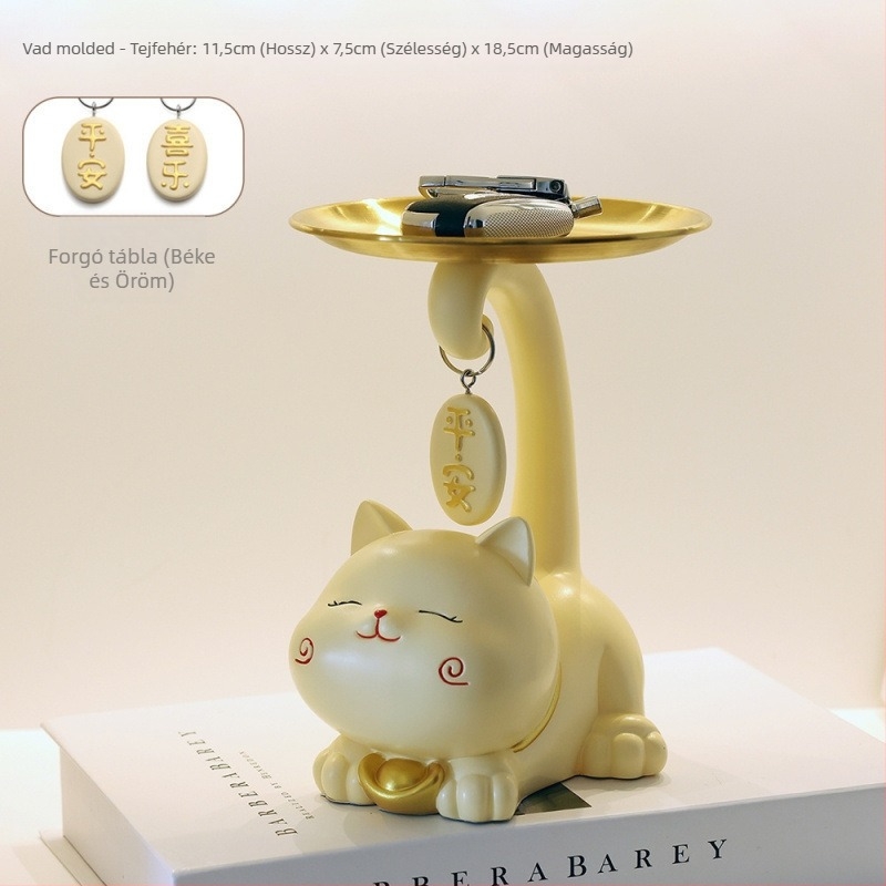 Lucky Cat bejárati kulcstartó tál - gyanta, egyszerű, modern stílus, testreszabható dekoráció