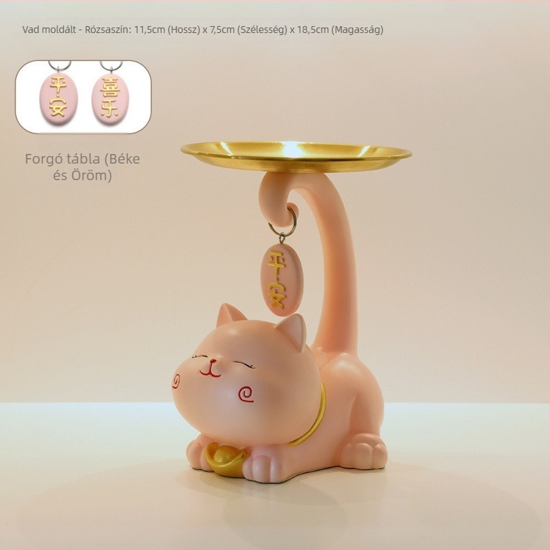 Lucky Cat bejárati kulcstartó tál - gyanta, egyszerű, modern stílus, testreszabható dekoráció