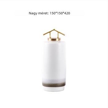 Mu Jing kerámia-ötvözet váza kínai stílusú tájkép motívummal, porcelán dísztárgy nappaliba és dolgozószobába