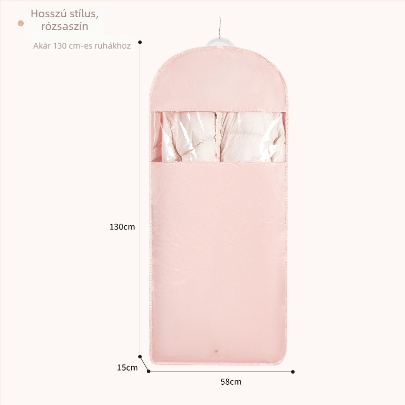 Akasztós tollkabát tároló zsák — satin anyag, por- és nedvességálló, légmentes tömörítés a gardróbban
