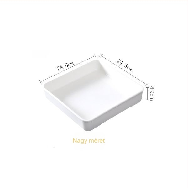 Melamin négyszögletes tálca, élelmiszer-minőségű, hőálló, tálaló tál készételekhez és zöldségekhez