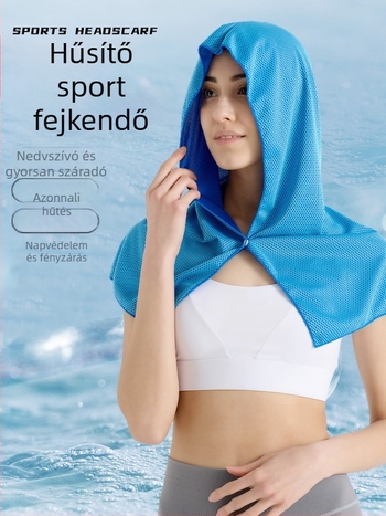 UV-védő, U alakú hűtő kendő kapucnival és törölközővel, túrázáshoz, horgászathoz és kültéri sportokhoz; gyorsan száradó