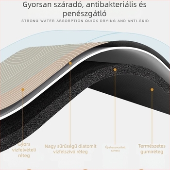 Félkör alakú diatomitás nedvszívó fürdőszobai szőnyeg