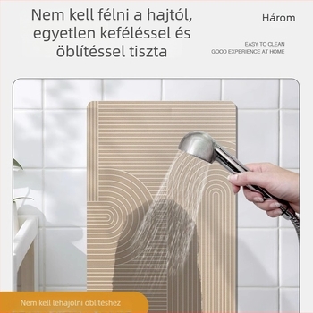 Félkör alakú diatomitás nedvszívó fürdőszobai szőnyeg