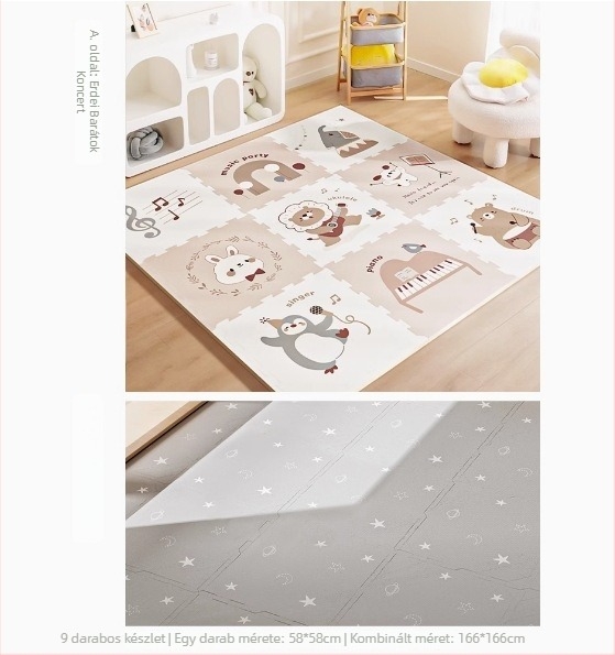 Babygo összerakható mászómatrac babáknak, XPE, 2 cm vastag, szagtalan