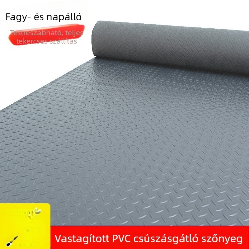 PVC vastagított csúszásmentes padlómat bejárathoz, vízálló gumiborítású padló a folyosóra, lépcsőházhoz, raktárhoz és a konyhához