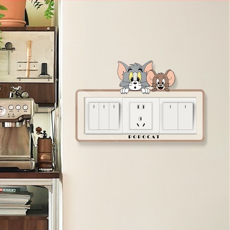 Akril kapcsolófedél keretes dekoratív falmatrica, nappalira, modern minimalist stílus, 1 db