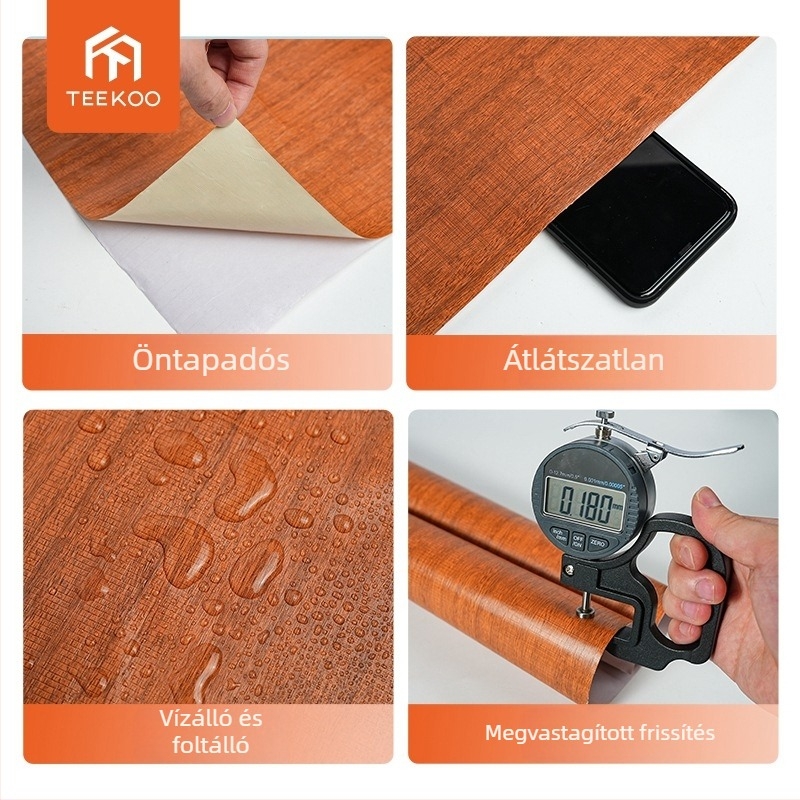 Vízálló PVC fa mintázatú öntapadós tapéta ajtókhoz, szekrényekhez és bútorokhoz