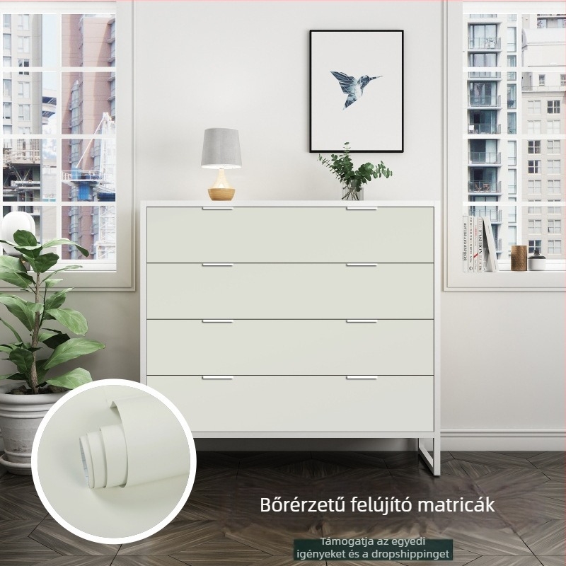 Vastag önragasztó PVC falfilm, egyszínű, vízálló, bőrhatású felülettel, nappalira, hálószobára, szekrényekre és bútorokra