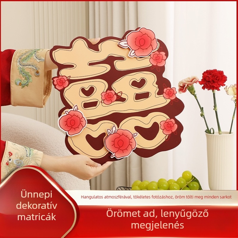 3D esküvői rajzfilm jellegű boldog szó matrica ajtókhoz és szobákhoz — Anyag: Papír; Import: Nem; Márka: Egyéb; Kategória: Boldog szó