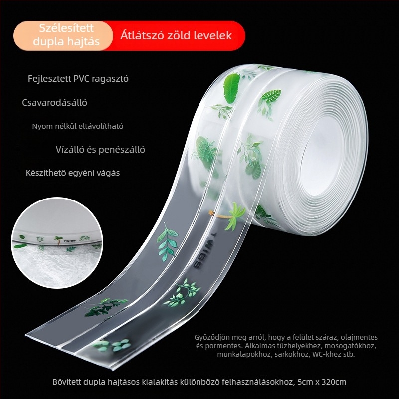 PVC öntapadós élzáró szalag mosogató és WC széleihez, vízálló és gombaellenálló, konyha és fürdőszoba felhasználásra