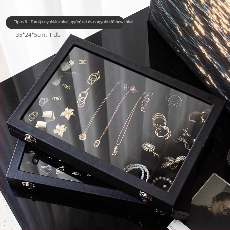 Taohuajia Ékszerdoboz Broochoknak — Modell: Black leather brooch storage; Anyag: Cortical; Stílus: Leisure; Mintázat: Egyszínű