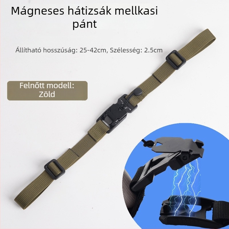 Hátizsák vállöv rögzítő csatja, csúszásmentes heveder, vas anyag, egységes mintázat, 2024 tavasz