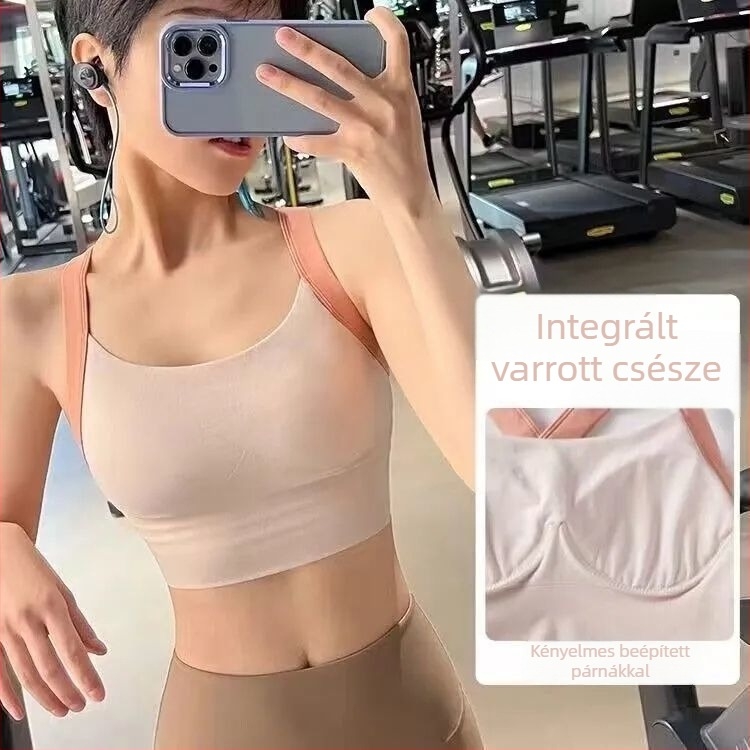 Női váll nélküli sportmelltartó, stílus mellény, teljes kosár, vastag formázott kosarak, magas teljesítmény