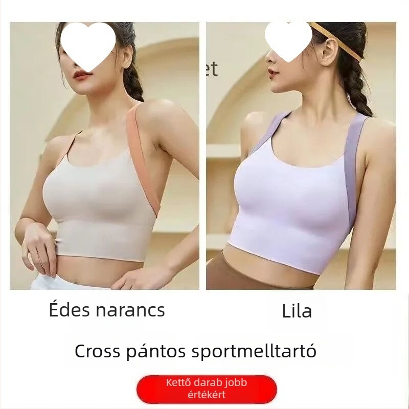 Női váll nélküli sportmelltartó, stílus mellény, teljes kosár, vastag formázott kosarak, magas teljesítmény