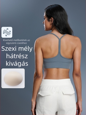 Női sportmelltartó hátsó dizájnnal, támogató, futáshoz, edzéshez és jóga