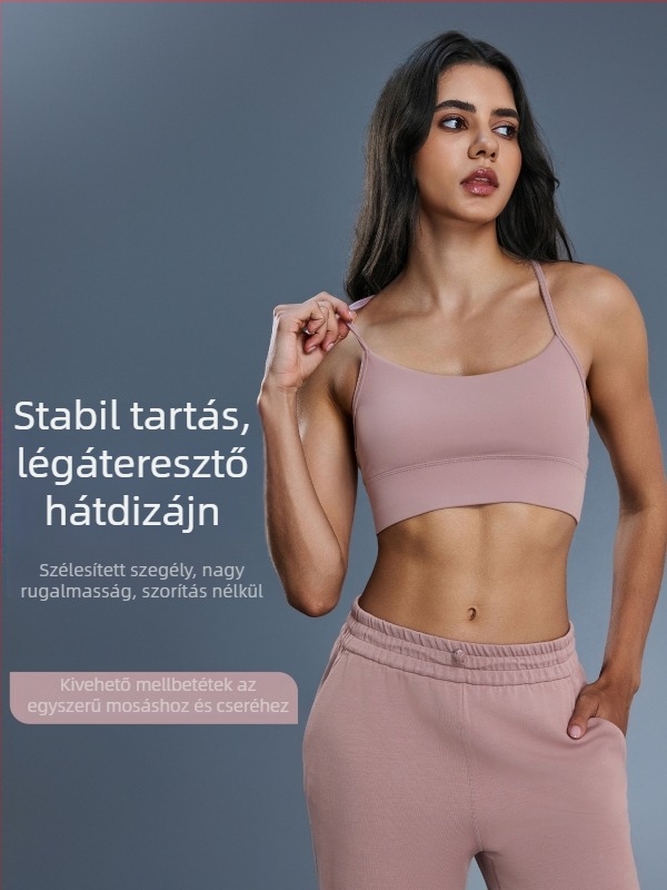 Női sportmelltartó hátsó dizájnnal, támogató, futáshoz, edzéshez és jóga