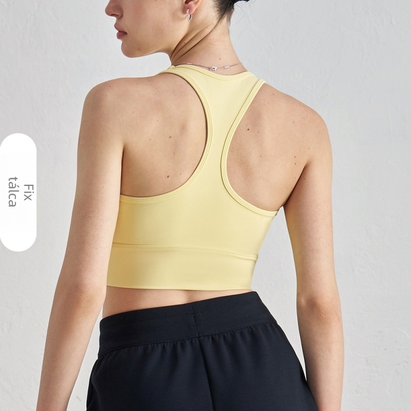 Női nylon sportmelltartó, ütésálló, anti-süllyedés, nude érzet, U-nyak, I-formájú hát, mellény-stílus, Y-alakú pántok