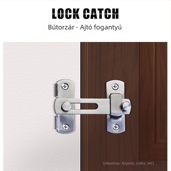 Rozsdamentes acél ajtózár csap – Típus A, 90° zárás, elektroplatinált felület, Jinhao Hardware, modern minimalist design fürdőszobai tolóajtókhoz