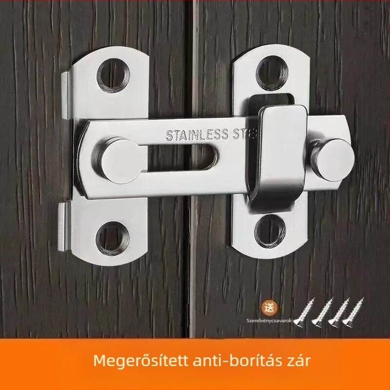 Rozsdamentes acél ajtózár csap – Típus A, 90° zárás, elektroplatinált felület, Jinhao Hardware, modern minimalist design fürdőszobai tolóajtókhoz