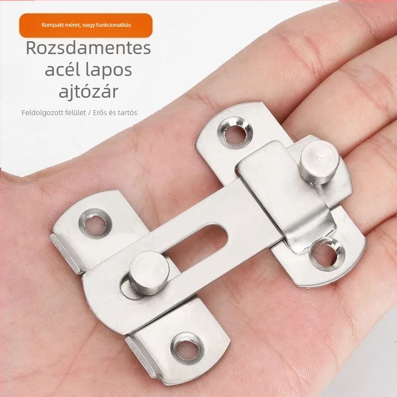Rozsdamentes acél ajtózár csap – Típus A, 90° zárás, elektroplatinált felület, Jinhao Hardware, modern minimalist design fürdőszobai tolóajtókhoz