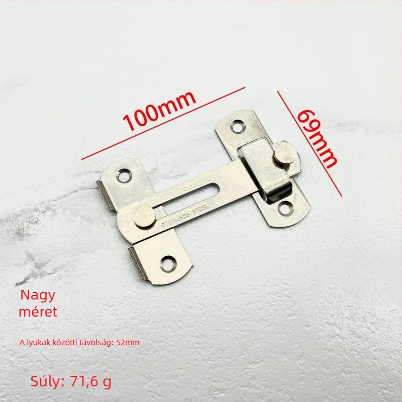 Rozsdamentes acél ajtózár csap – Típus A, 90° zárás, elektroplatinált felület, Jinhao Hardware, modern minimalist design fürdőszobai tolóajtókhoz
