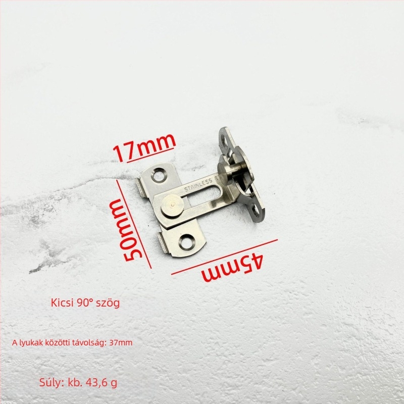 Rozsdamentes acél ajtózár csap – Típus A, 90° zárás, elektroplatinált felület, Jinhao Hardware, modern minimalist design fürdőszobai tolóajtókhoz