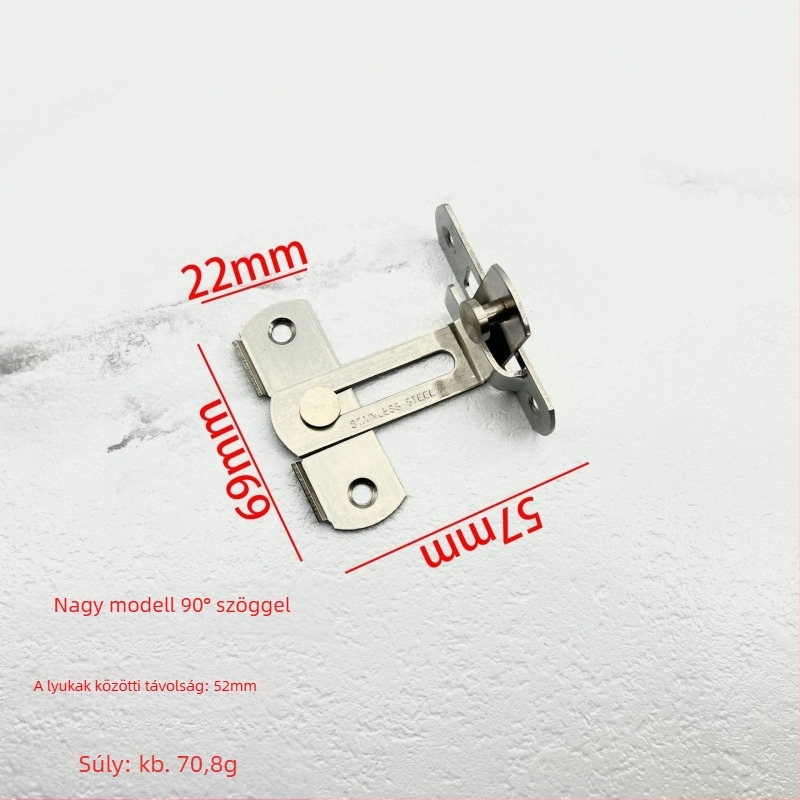 Rozsdamentes acél ajtózár csap – Típus A, 90° zárás, elektroplatinált felület, Jinhao Hardware, modern minimalist design fürdőszobai tolóajtókhoz