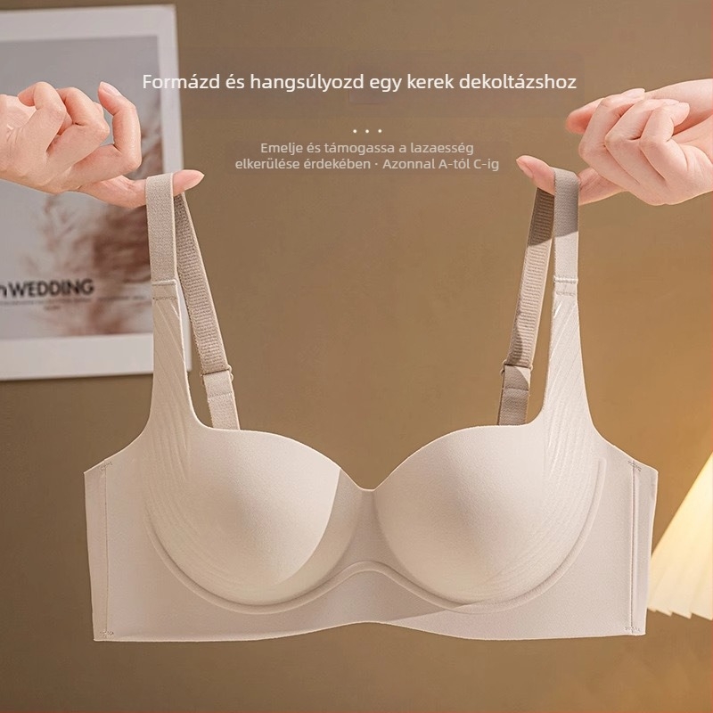 Női drót nélküli, seamless push-up melltartó, gyűrődésre összpontosítva, állítható vállpántokkal, nylon/elasztán