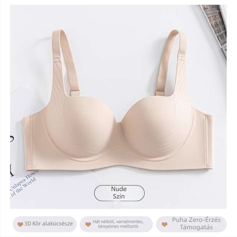 Női drót nélküli, seamless push-up melltartó, gyűrődésre összpontosítva, állítható vállpántokkal, nylon/elasztán