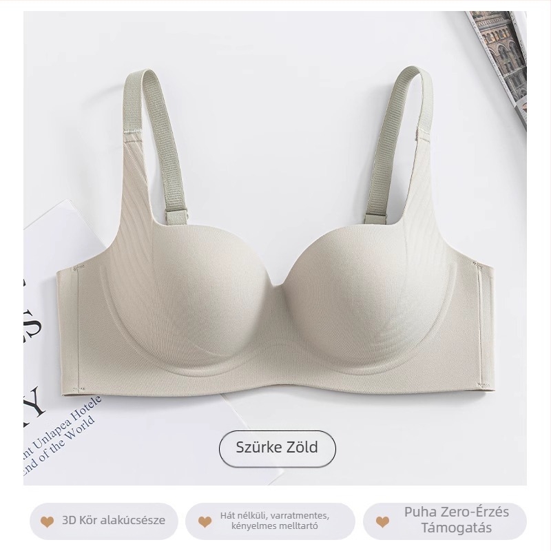 Női drót nélküli, seamless push-up melltartó, gyűrődésre összpontosítva, állítható vállpántokkal, nylon/elasztán