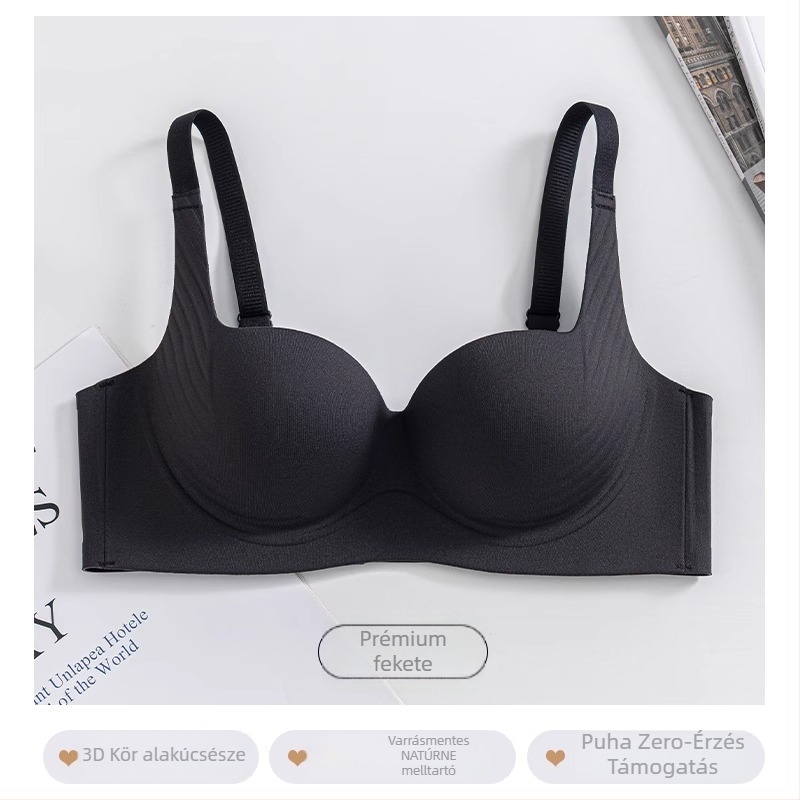Női drót nélküli, seamless push-up melltartó, gyűrődésre összpontosítva, állítható vállpántokkal, nylon/elasztán
