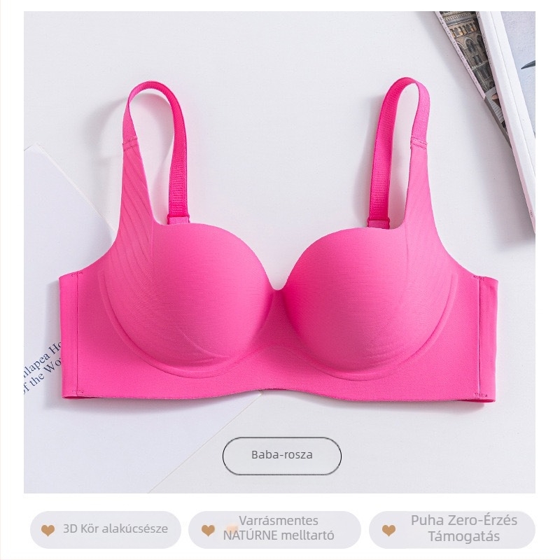 Női drót nélküli, seamless push-up melltartó, gyűrődésre összpontosítva, állítható vállpántokkal, nylon/elasztán