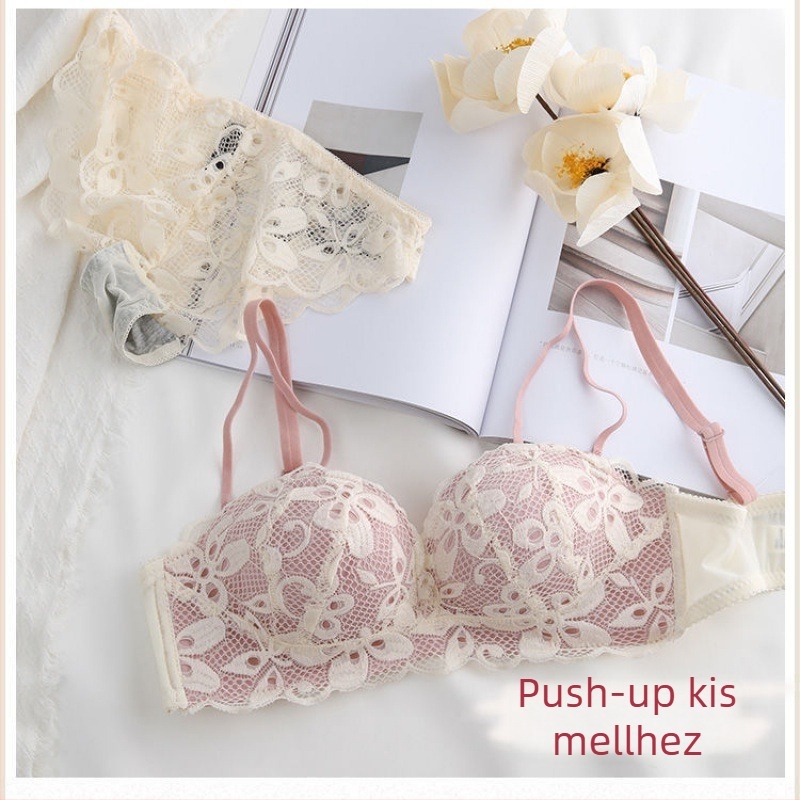 Push-up melltartó készlet, drót nélküli, mély V-jú japán stílus, levehető dupla vállpántok, hátul három sor záró, nylon anyag